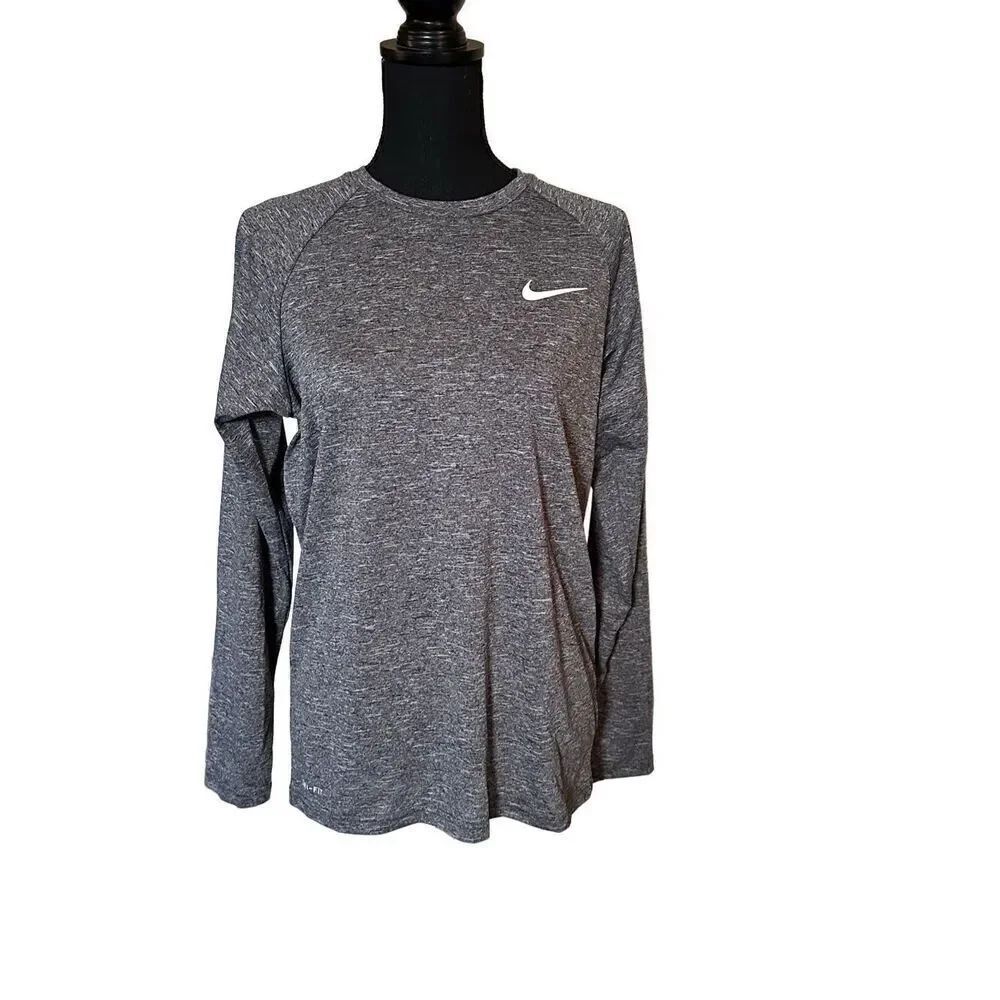 Nike Swim Men’s Long Sleeve Heather Grey UPF 40+ Shirt Size Small